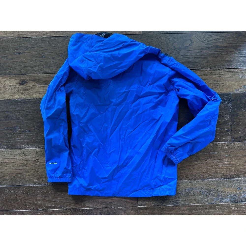 The North Face Kids DryVent Rain Jacket Blue Black Hooded Windbreaker Shell L
